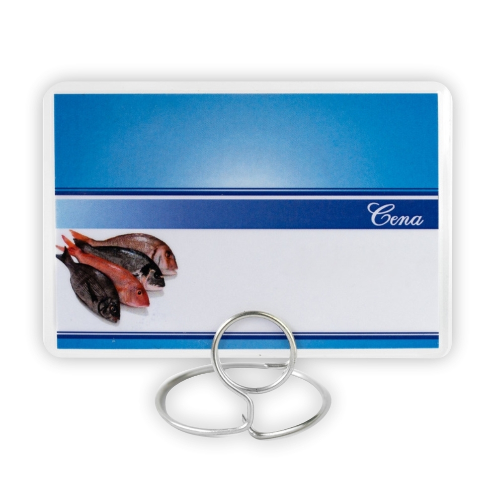 Etykiety cenowe laminowane, cenówki RYBY - 65x95 mm