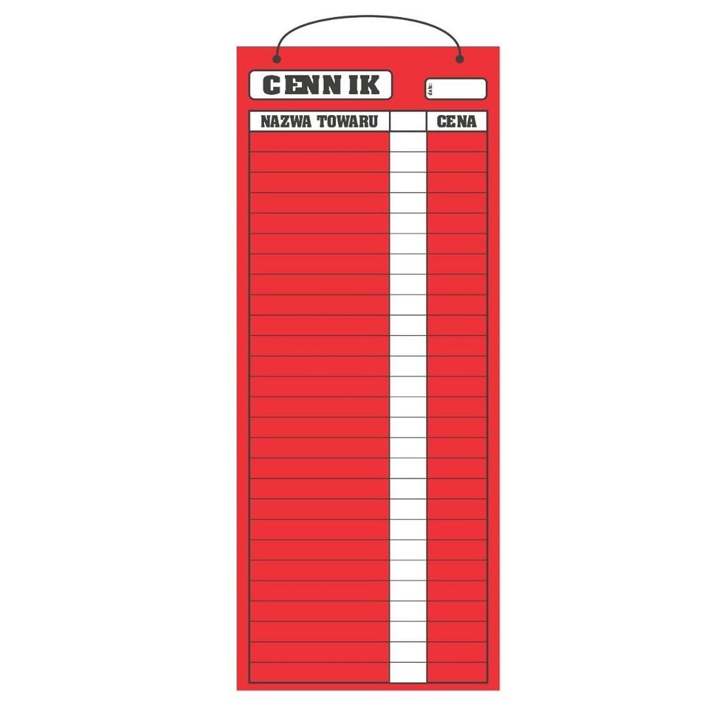 Cennik laminowany 2A3 (70x29 cm) - czerwony