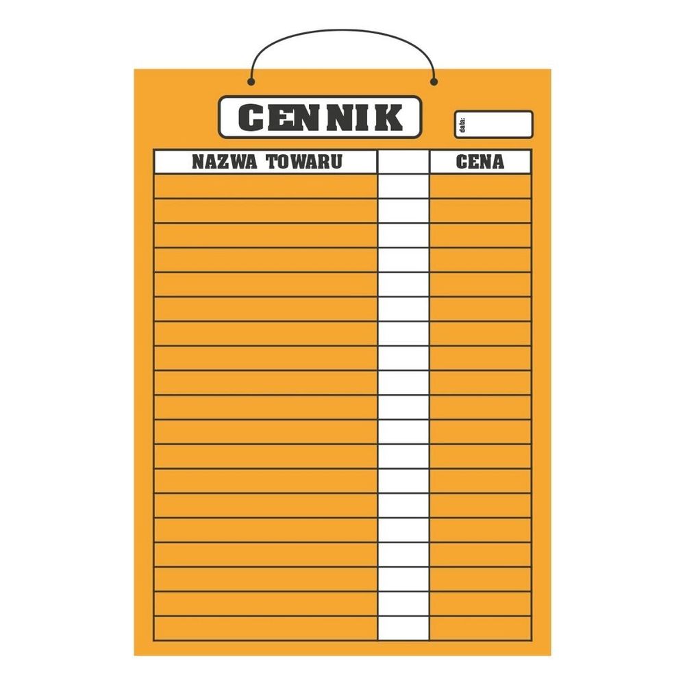 Cennik laminowany B2 (70x50 cm) - pomarańczowy
