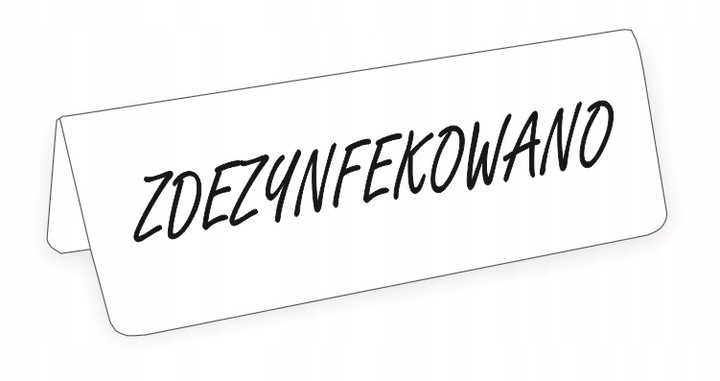 Stojak ZDEZYNFEKOWANO kredowy mały biały - czarny napis