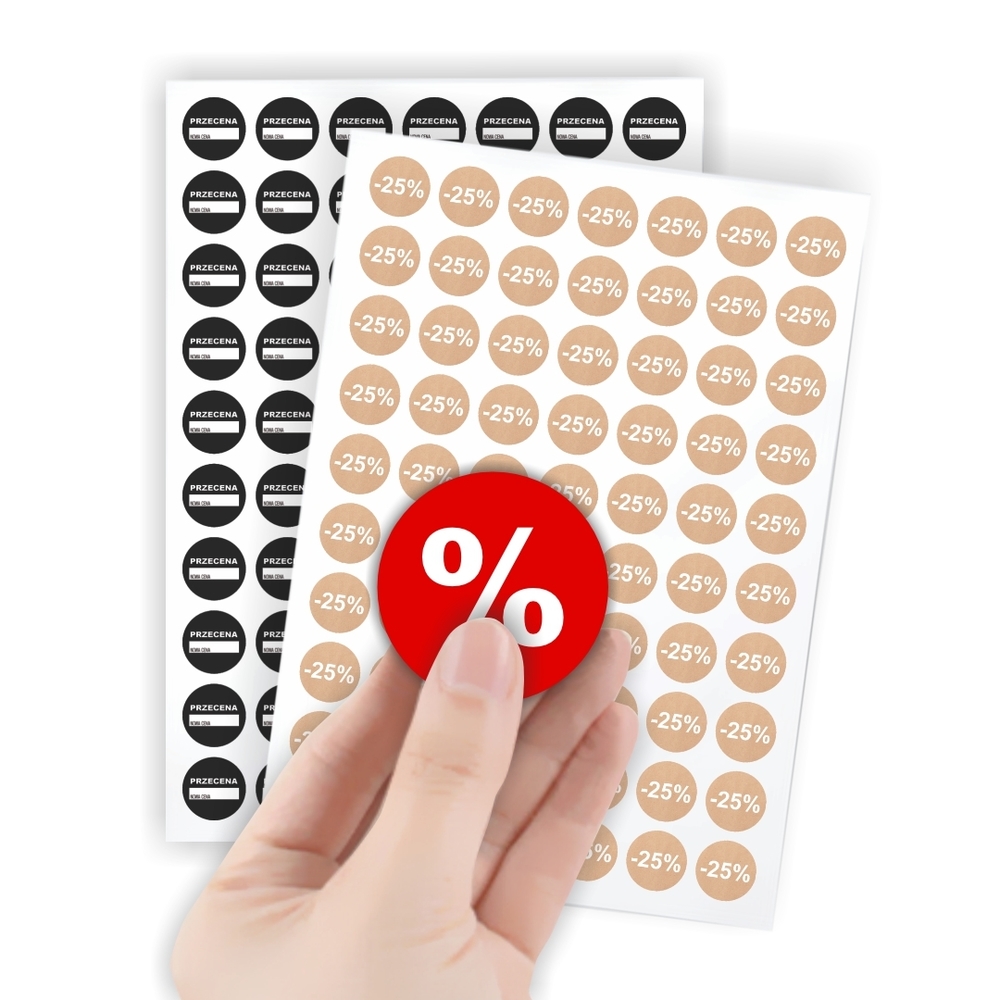 Naklejki PRZECENA % - 560 sztuk (fi. 25 mm)
