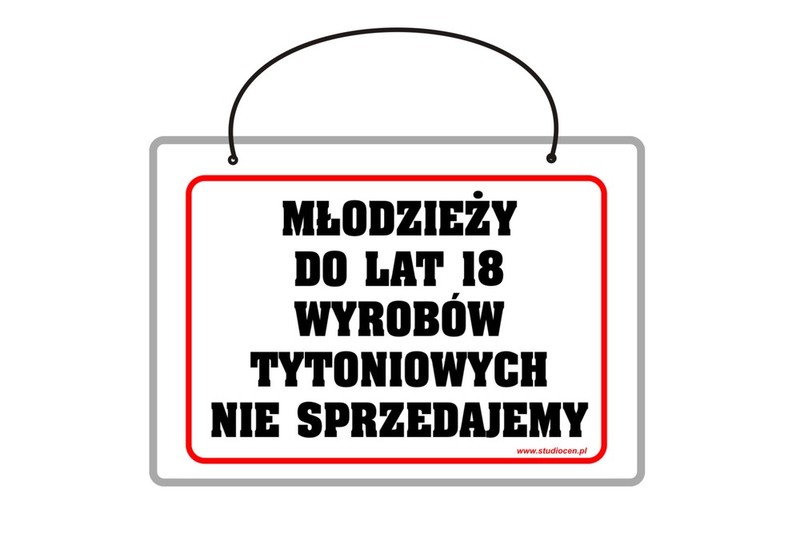 Tabliczka A5 laminowana MŁODZIEŻY DO LAT 18