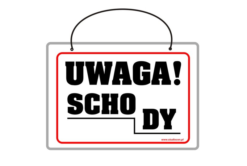 Tabliczka A5 laminowana UWAGA SCHODY