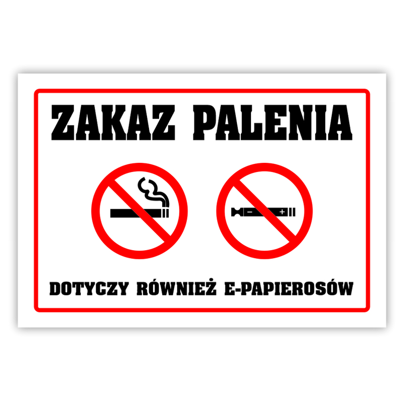 Tabliczka A5 laminowana ZAKAZ PALENIA E-PAPIEROSÓW
