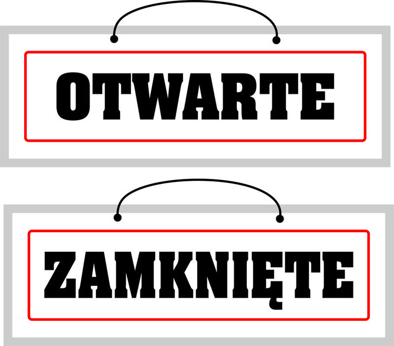 Tablica laminowana dwustronna OTWARTE/ZAMKNIĘTE - 12x48,5 cm.