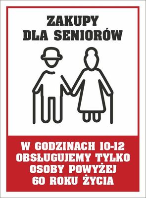 Naklejka ZAKUPY DLA SENIORÓW 15x20 cm