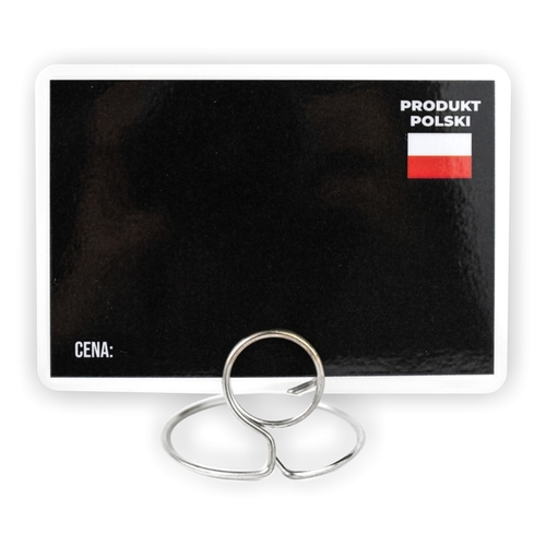 Etykiety cenowe laminowane, czarne cenówki PRODUKT POLSKI- 65x95 mm