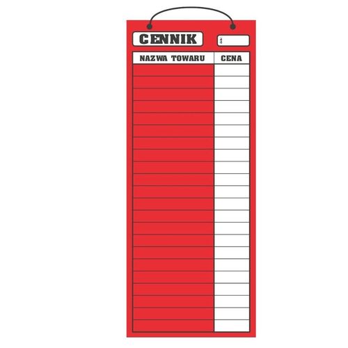 Cennik laminowany 2A4 (50x21 cm) - czerwony