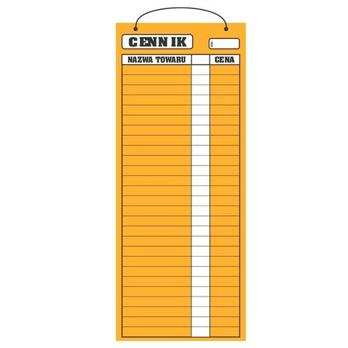 Cennik laminowany 2A3 (70x29 cm) - pomarańczowy