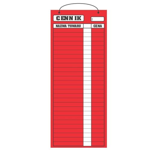 Cennik laminowany 2A3 (70x29 cm) - czerwony