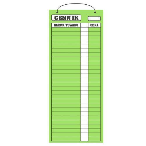 Cennik laminowany 2A3 (70x29 cm) - zielony