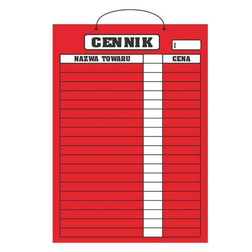 Cennik laminowany B2 (70x50 cm) - czerwony