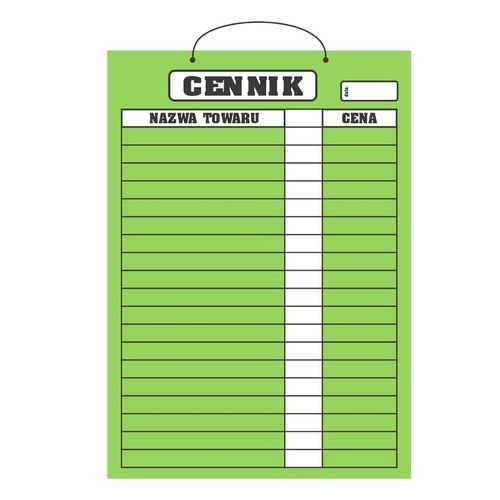 Cennik laminowany B2 (70x50 cm) - zielony