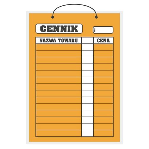 Cennik laminowany A3 (40x28 cm) - pomarańczowy