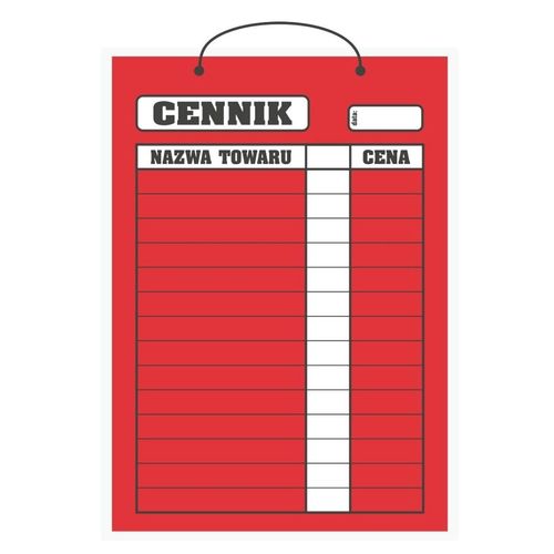 Cennik laminowany A3 (40x28 cm) - czerwony