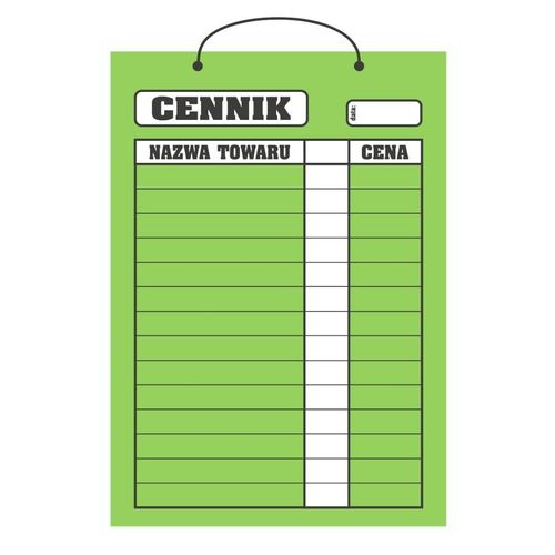 Cennik laminowany A3 (40x28 cm) - zielony