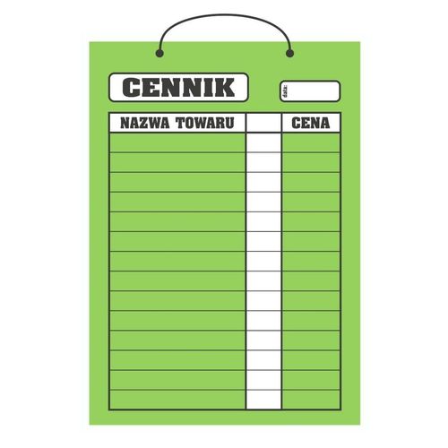 Tablica laminowana A4 - cennik zielony
