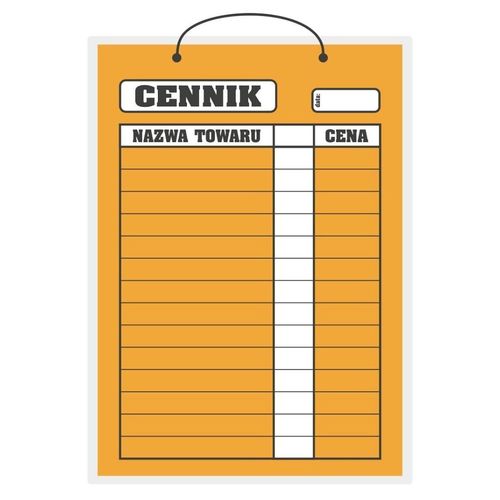 Tablica laminowana A4 - cennik pomarańcz.