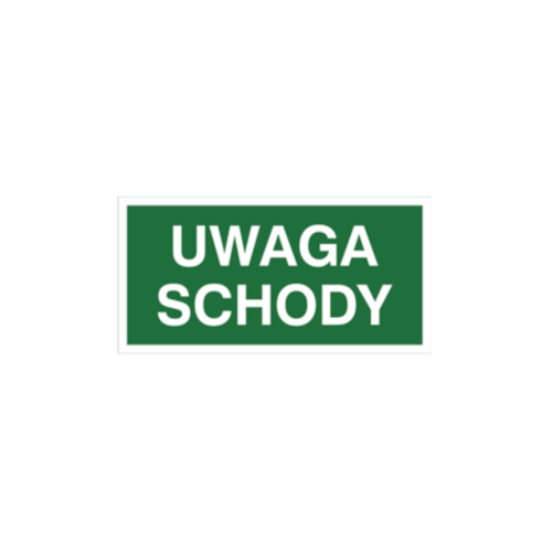 Znak ewakuacyjny 150x300mm Uwaga schody