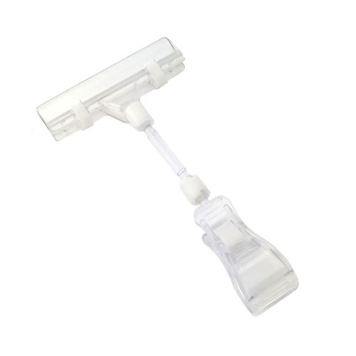 Uchwyt do cenówek, etykiet duży z dużym klipsem 80mm + nóżka 10 cm