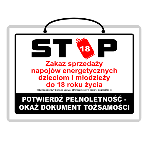 Tablica laminowana A4 - STOP zakaz sprzedaży napojów energetycznych (z ust.)