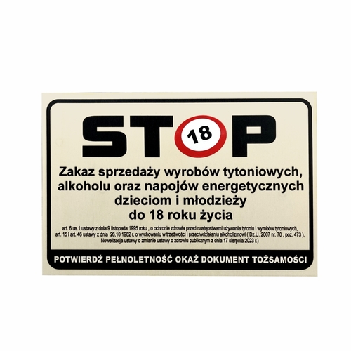 Tabliczka z sklejki gr. 4mm "Zakaz sprzedaży wyrobów tytoniowych" 20x30 cm