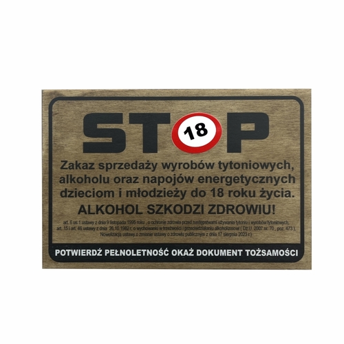 Tabliczka woskowana gr. 4mm "Zakaz sprzedaży wyrobów tytoniowych" 20x30 cm