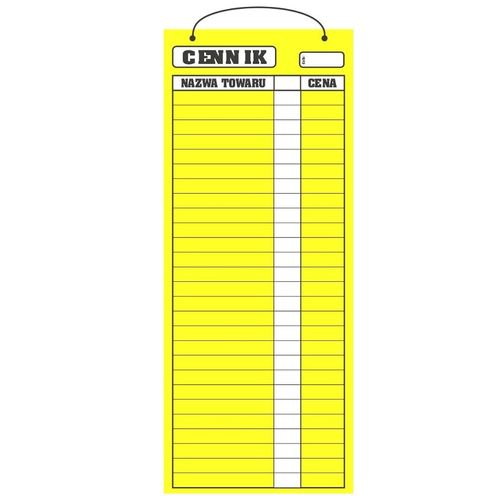 Cennik laminowany 2A3 (70x29 cm) - żółty