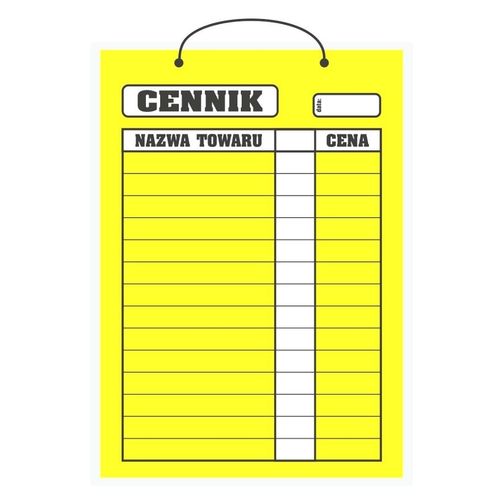 Cennik laminowany A3 (40x28 cm) - żółty