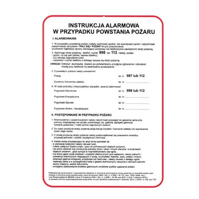 Instrukcja ALARM W PRZYPADKU POWSTANIA POŻARU