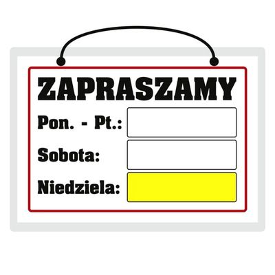 Tabliczka A5 laminowana ZAPRASZAMY z sobotą i niedzielą