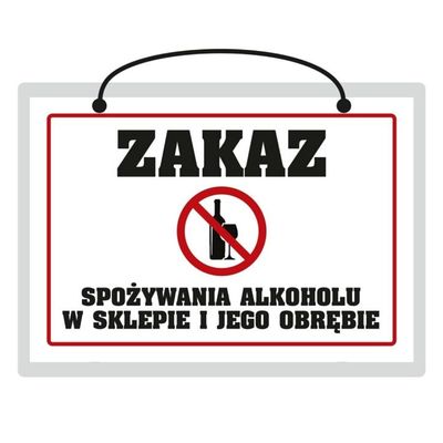 Tabliczka A5 laminowana ZAKAZ SPOŻYWANIA ALKOHOLU