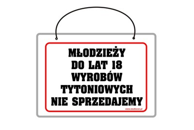 Tabliczka A5 laminowana MŁODZIEŻY DO LAT 18 