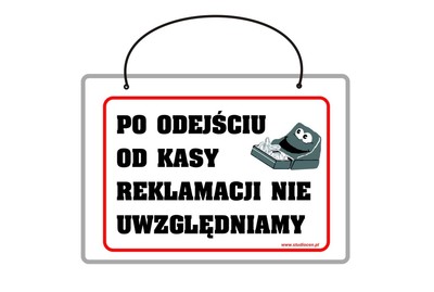 Tabliczka A5 laminowana PO ODEJŚCIU OD KASY