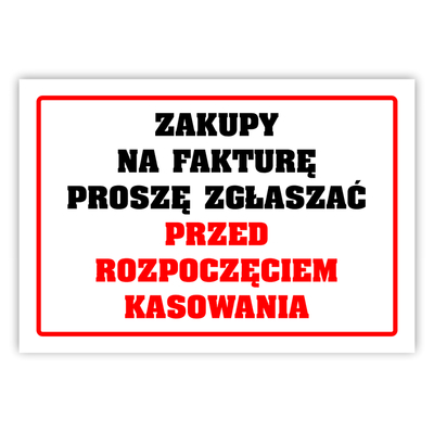 Tabliczka A5 laminowana ZAKUPY NA FAKTURĘ