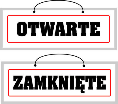 Tablica laminowana dwustronna OTWARTE/ZAMKNIĘTE - 12x48,5 cm.