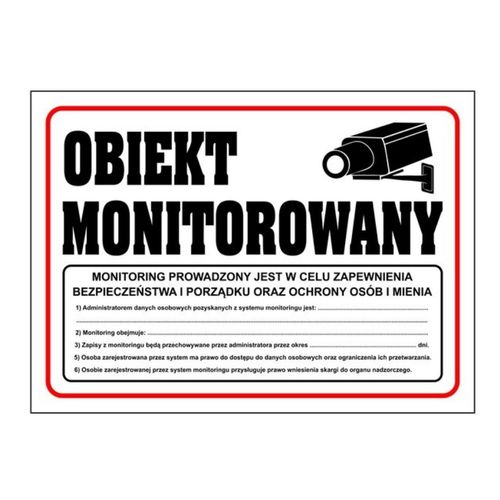 Tabliczka OBIEKT MONITOROWANY (RODO)
