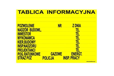 Tablica budowlana informacyjna (duża) 90x70