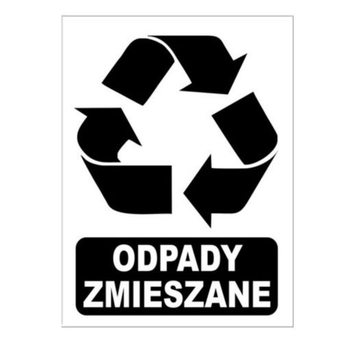 Naklejka recyklingowa ODPADY ZMIESZANE - 15x20cm