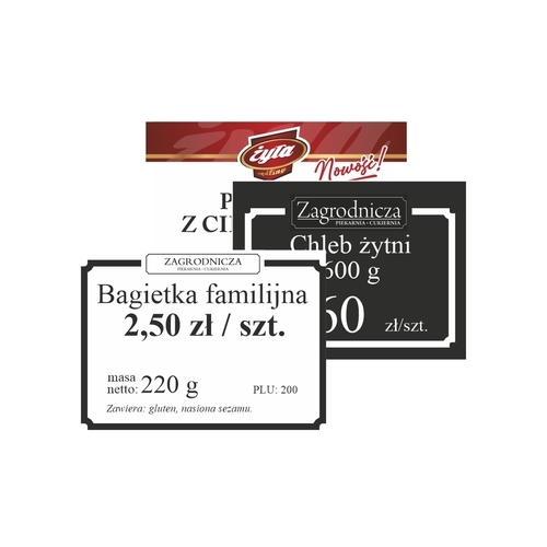 Zdjęcie produktu Cenówki laminowane z logo i nazwami produktów 80×110 mm – spersonalizowane etykiety cenowe zestaw 100 sztuk 8