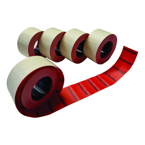Zdjęcie produktu Taśma etykietowa do metkownic dwurzędowych prosta 26x16 mm DT – czerwone etykiety Po Przecenie – 1 rolka 3