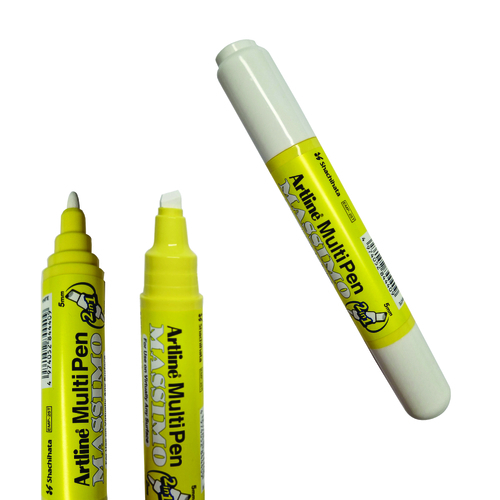 Zdjęcie produktu Biały pisak dwustronny Artline Multipen Massimo – 2 mm / 5×2 mm do laminatów szkła metalu i plastiku 2