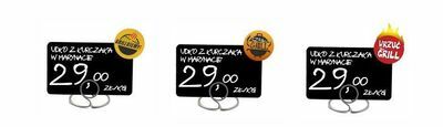 Zdjęcie produktu Piny reklamowe GRILLUJEMY 30 mm – 10 sztuk Nakładki do cenówek dla sklepów gastronomii i producentów grillowych 6