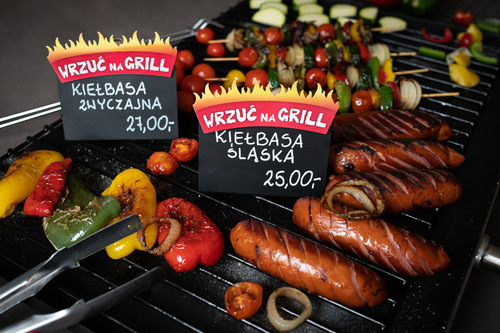 Zdjęcie produktu Nakładki reklamowe WRZUĆ NA GRILL 110x30 – 10 sztuk Piny do cenówek dla sklepów gastronomii i producentów grillowych 4