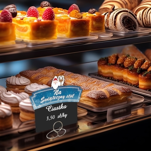 Zdjęcie produktu Nakładki na cenówki 110x30 mm – Na Świąteczny Stół – etykiety promocyjne do sklepu lad chłodniczych ekspozycji – zestaw 10 sztuk 5
