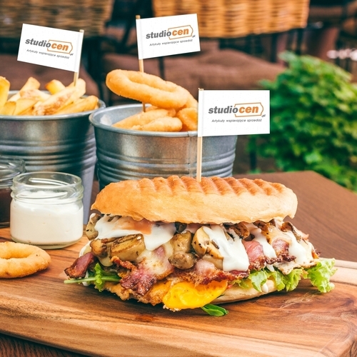 Zdjęcie produktu Pikery reklamowe z logo – wykałaczki z flagą do promocji degustacji cateringu i eventów  5000 szt. 200/250mm 6