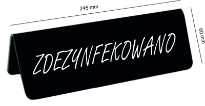 Zdjęcie produktu Stojak kredowy ZDEZYNFEKOWANO 245x60mm tabliczka informacyjna do gastronomii hoteli i gabinetów 2