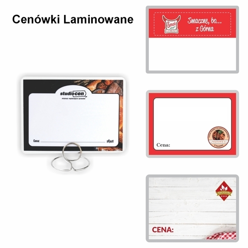 Zdjęcie produktu Cenówki laminowane z twoim logo 65×95 mm – personalizowane etykiety cenowe zestaw 500 sztuk 9
