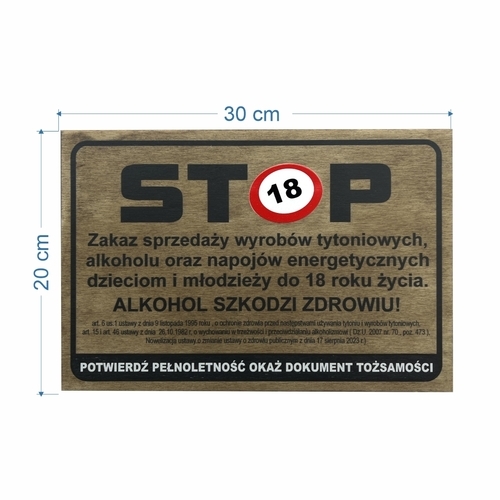 Zdjęcie produktu Tabliczka drewniana woskowana Zakaz sprzedaży wyrobów tytoniowych 20×30 cm – sklejka 4 mm do sklepów kiosków i punktów sprzedaży 3