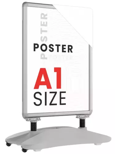 Zdjęcie produktu Potykacz reklamowy A1 OWZ z obciążeniem Waterbase rama aluminiowa srebrna 4